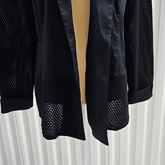 Ming Wang Black Open Front Mesh Sleeve Jacket Size XL - Picture 5 of 9
